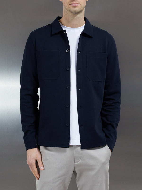 Cotton Jersey Overshirt in Navy