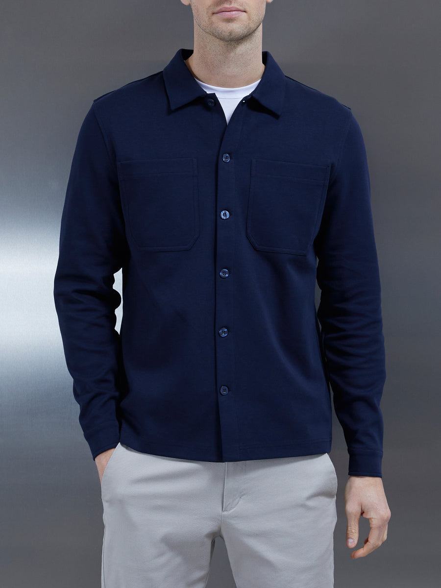 Cotton Jersey Overshirt in Navy