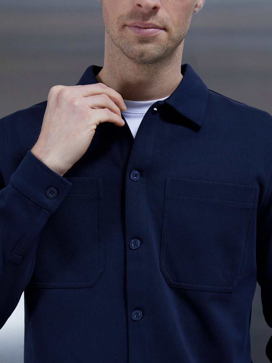 Cotton Jersey Overshirt in Navy ARNE