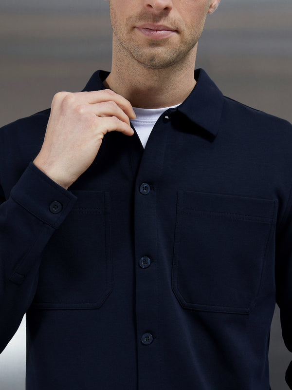 Cotton Jersey Overshirt in Navy