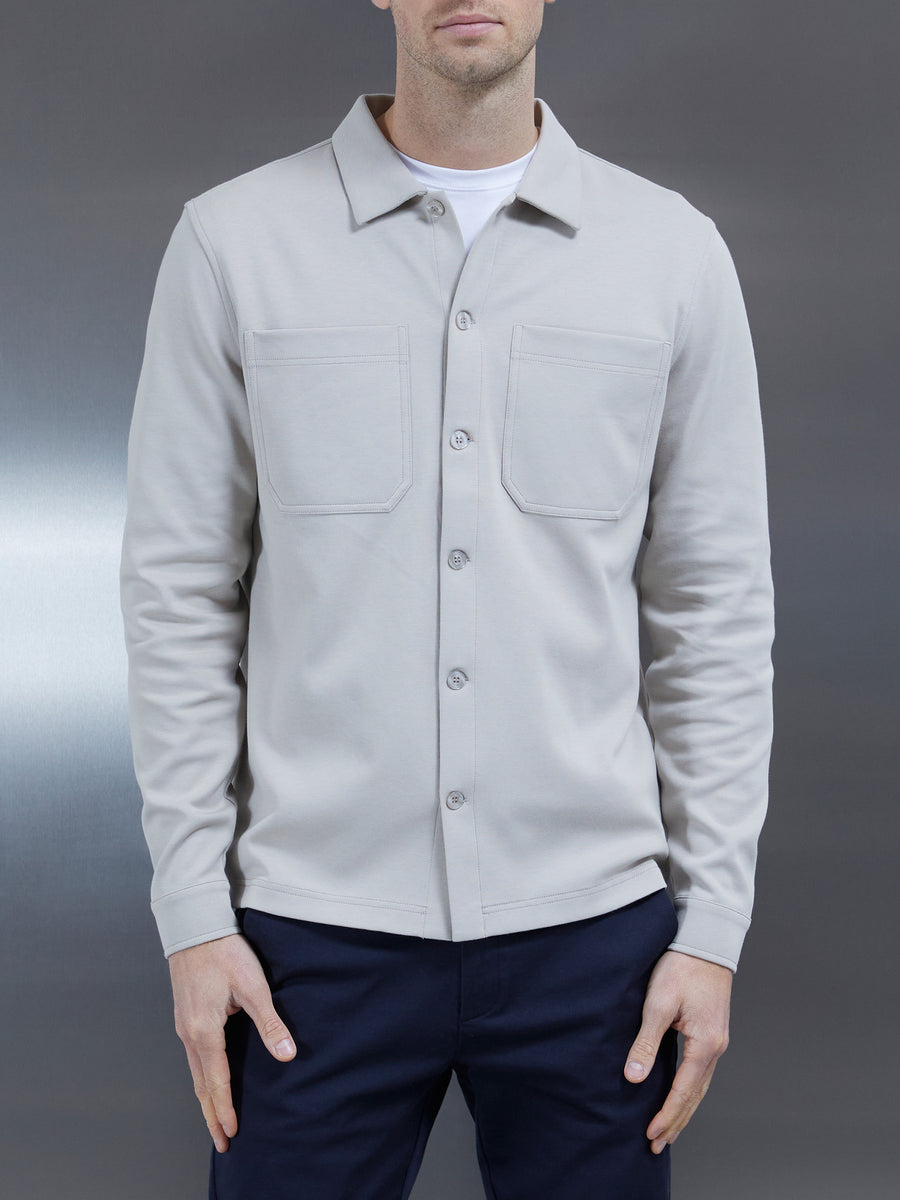 Cotton Jersey Overshirt in Stone