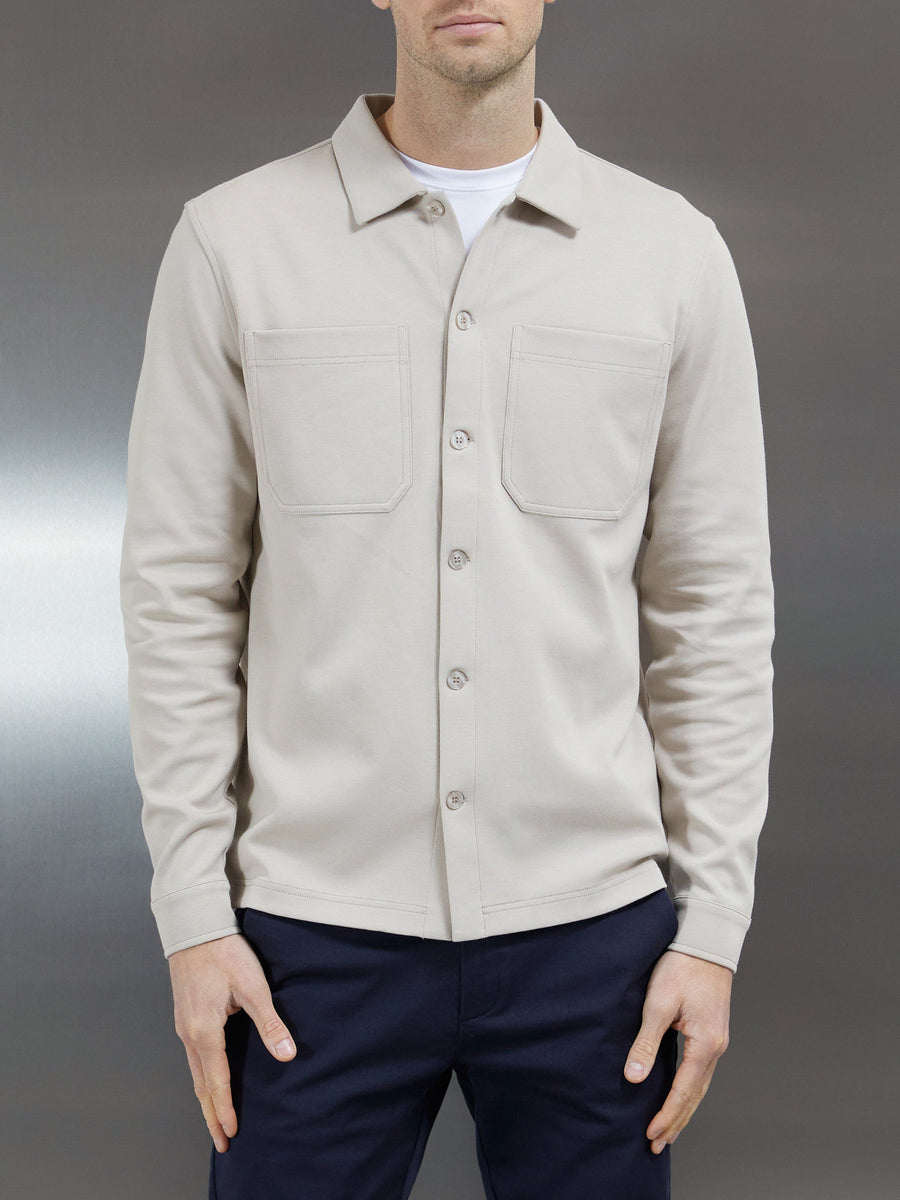 Cotton Jersey Overshirt in Stone