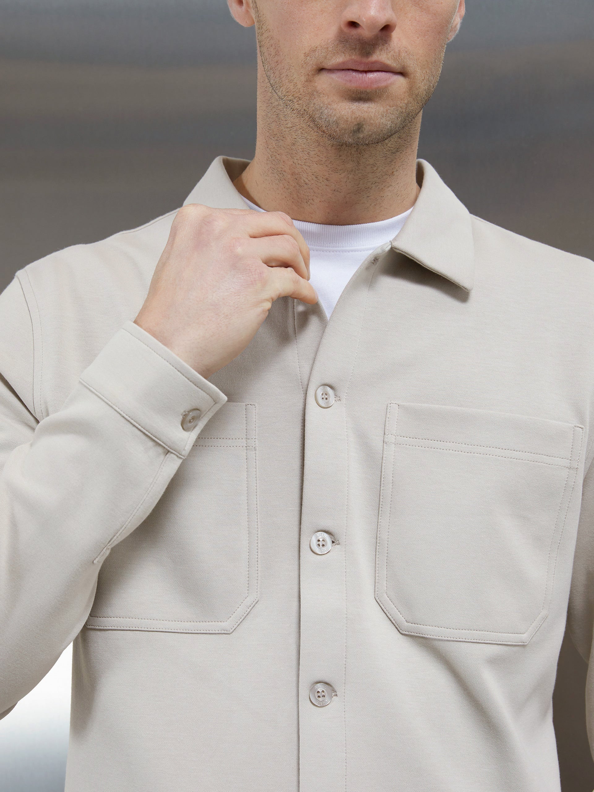 Cotton Jersey Overshirt in Stone