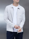 Cotton Jersey Zip Through Overshirt in Mid Grey
