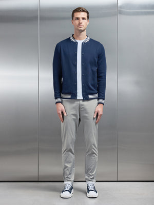 Cotton Jersey Varsity Jacket in Navy