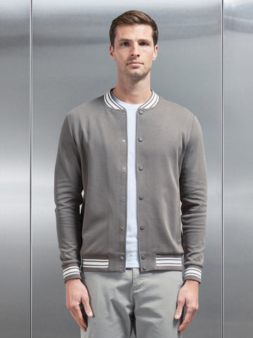 Cotton Jersey Varsity Jacket in Sage