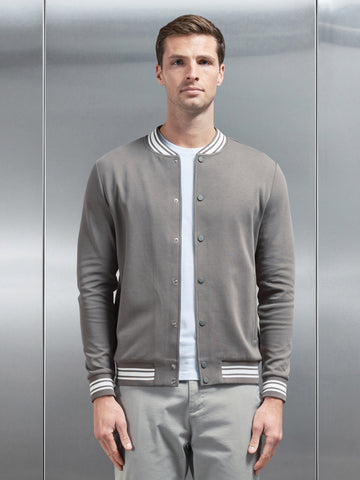 Cotton Jersey Varsity Jacket in Sage