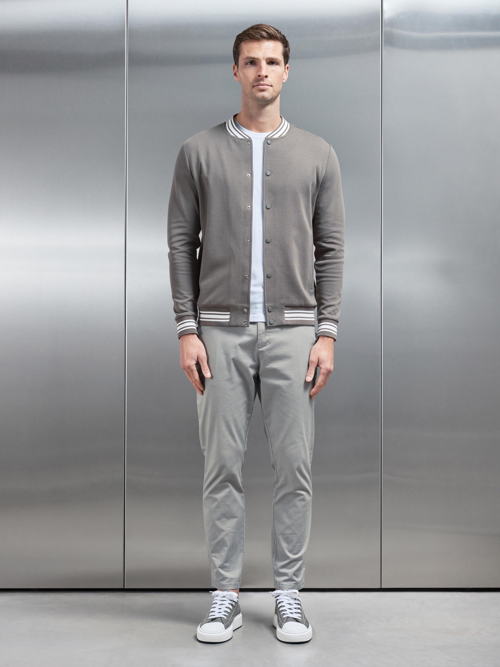 Cotton Jersey Varsity Jacket in Sage