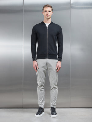 Cotton Knitted Bomber Jacket in Black