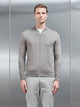 Cotton Knitted Bomber Jacket in Taupe Marl