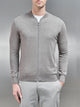 Cotton Knitted Bomber Jacket in Taupe Marl