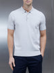 Cotton Knitted Button Polo Shirt in Mid Grey