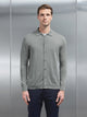 Cotton Knitted Button Through Shirt in Sage