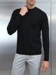 Cotton Knitted Crew Neck Sweatshirt in Black