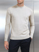 Cotton Knitted Crew Neck Sweatshirt in Stone