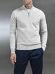 Cotton Knitted Half Zip Funnel Neck Jumper in Mid Grey