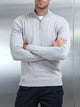 Cotton Knitted Half Zip Funnel Neck Jumper in Stone