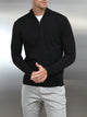 Cotton Knitted Half Zip Funnel Neck Jumper in Black