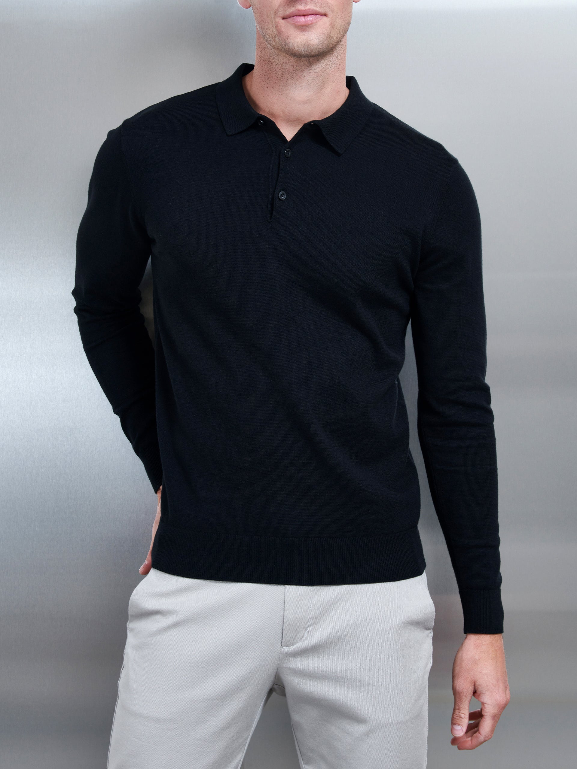 Long sleeve button shop down collar polo shirts