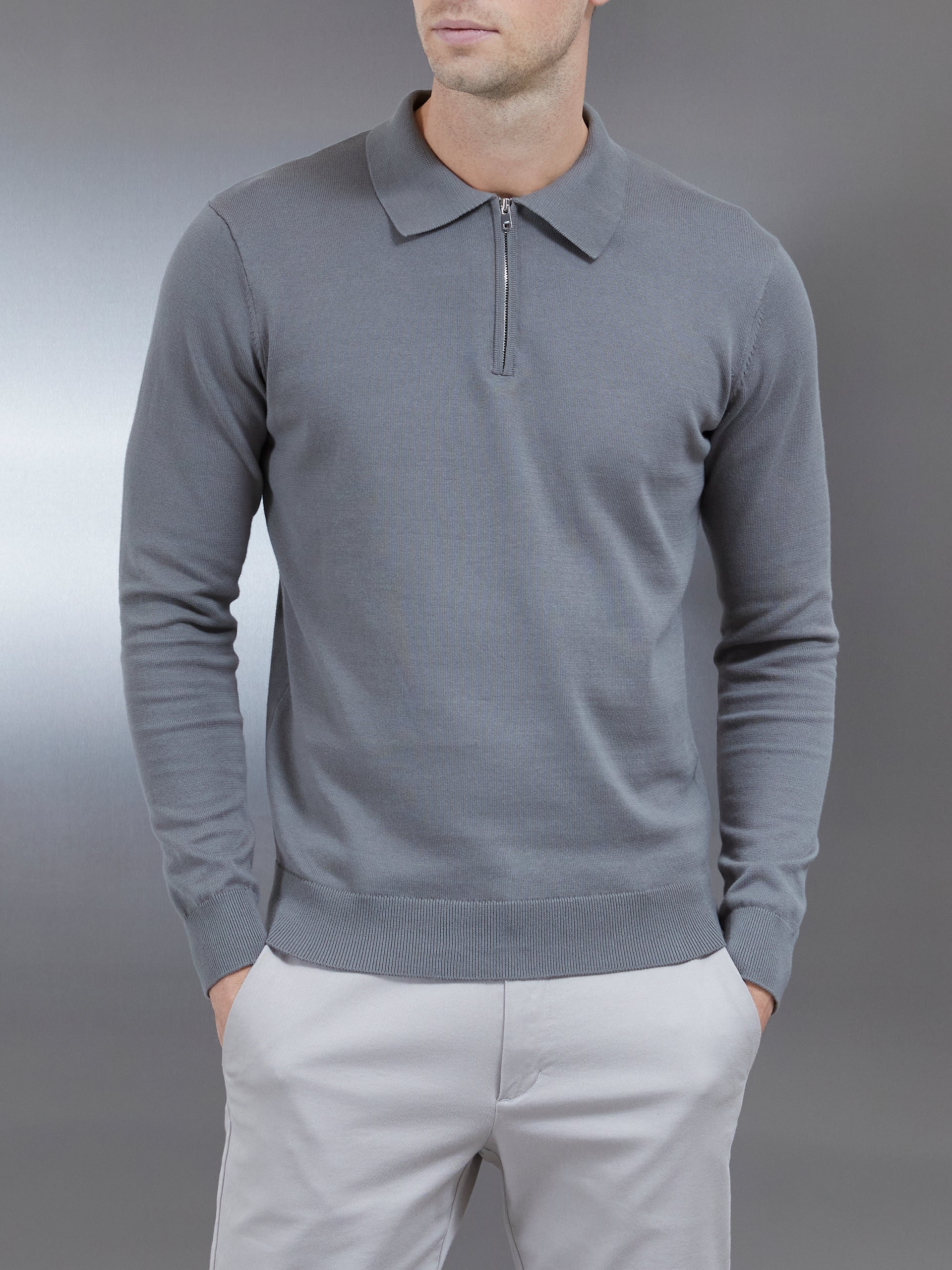 Long sleeve zip clearance polo