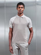 Cotton Knitted Raglan Colour Block Zip Polo Shirt in Stone
