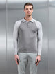Cotton Knitted Raglan Polo Shirt in Grey