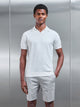 Cotton Knitted Revere Collar Polo Shirt in White