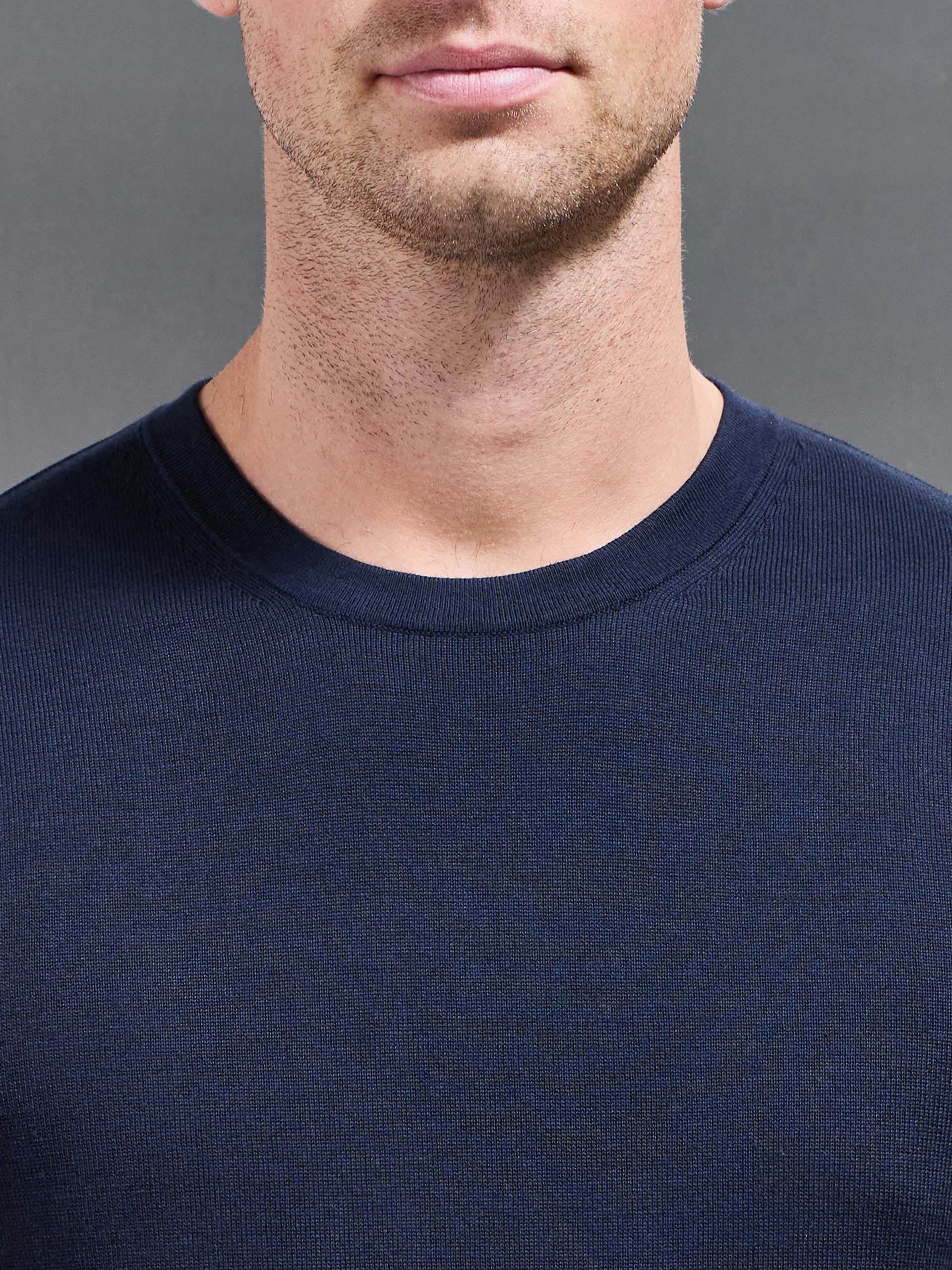 Cotton Knitted T-Shirt in Navy