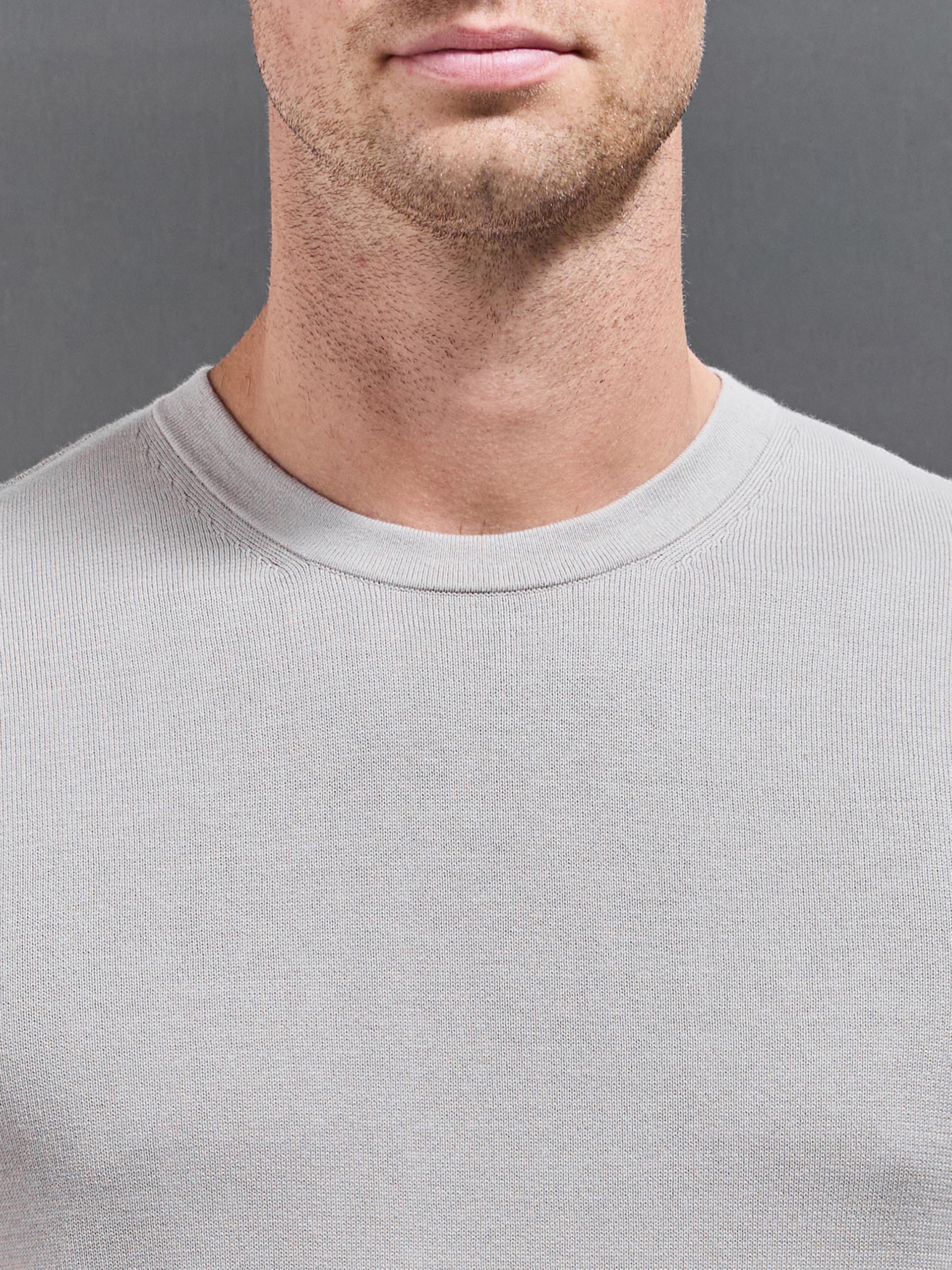 Cotton Knitted T-Shirt in Stone