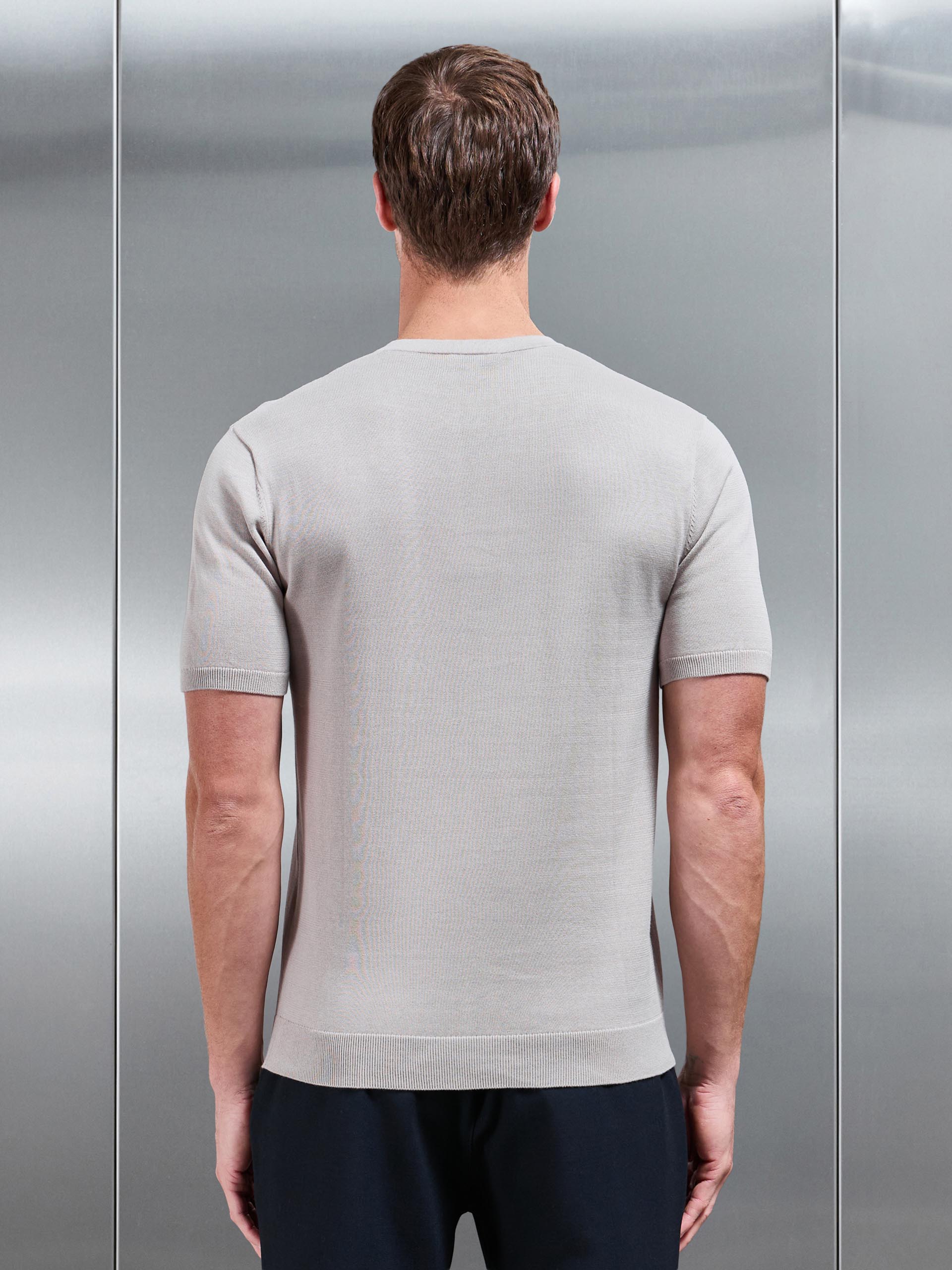Cotton Knitted T-Shirt in Stone