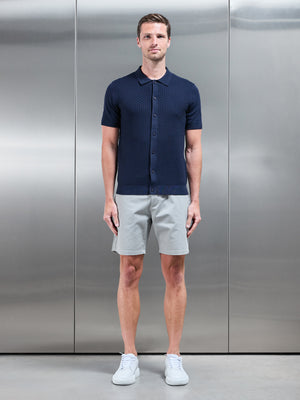 Cotton Knitted Textured Shirt in Navy