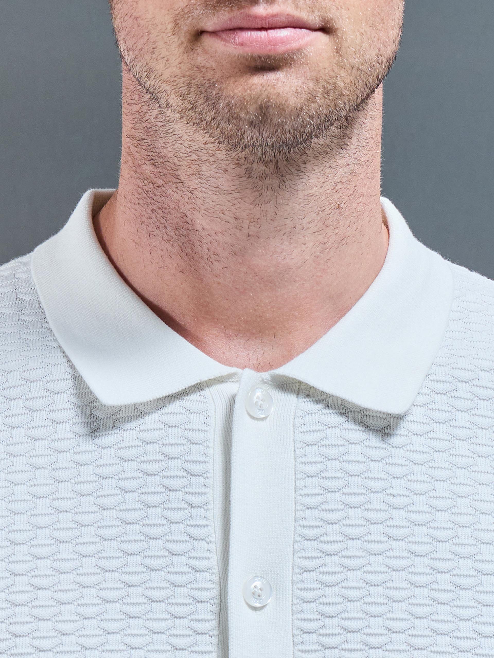 Cotton Knitted Textured Shirt in White