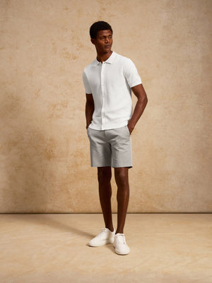 Cotton Knitted Textured Shirt in White
