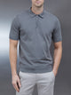 Cotton Knitted Zip Polo Shirt in Sage