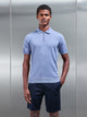 Cotton Knitted Zip Polo Shirt in Silk Blue