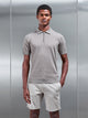 Ribbed Knitted Zip Polo Shirt in Taupe