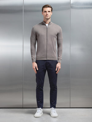 Cotton Knitted Zip Through Jacket in Sage