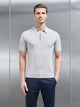 Cotton Knitted Button Polo Shirt in Oatmeal