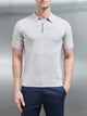 Cotton Knitted Button Polo Shirt in Oatmeal