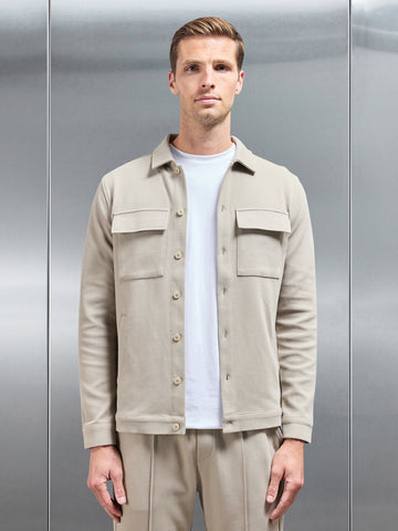 Cotton Twill Overshirt in Stone