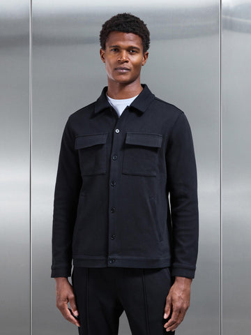 Cotton Twill Overshirt in Black