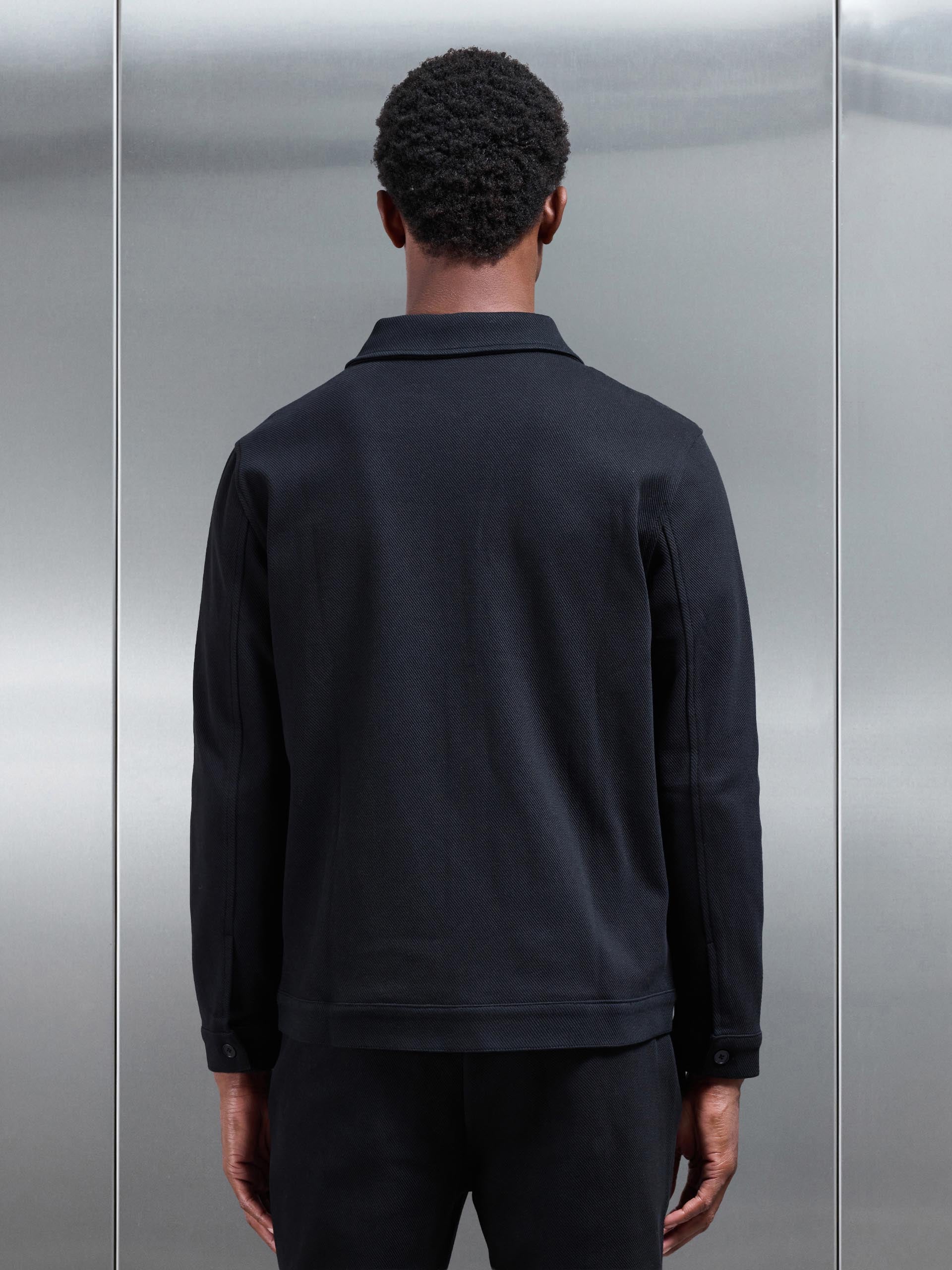 Cotton Twill Overshirt in Black