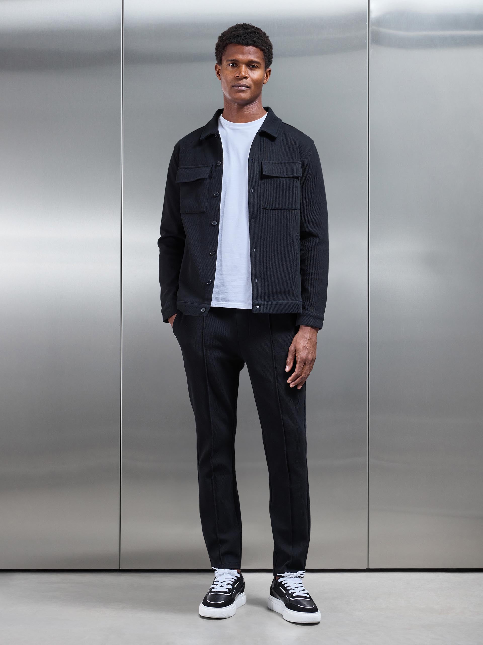 Cotton Twill Overshirt in Black