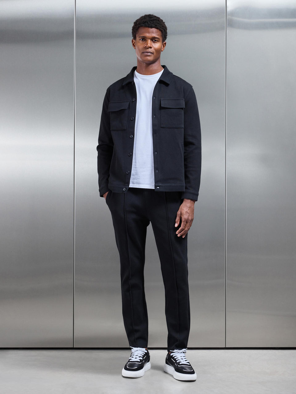 Cotton Twill Overshirt in Black