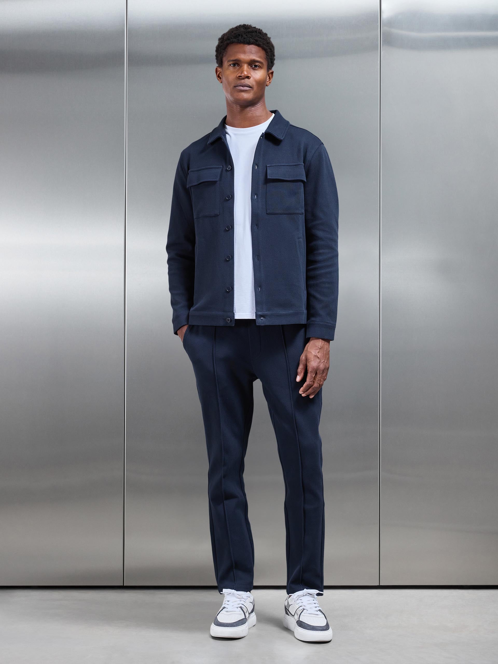 Cotton Twill Overshirt in Navy