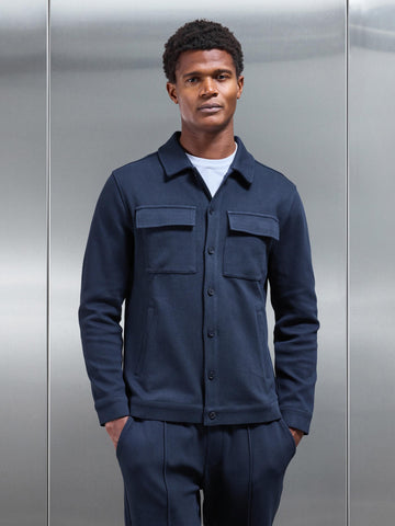 Cotton Twill Overshirt in Navy