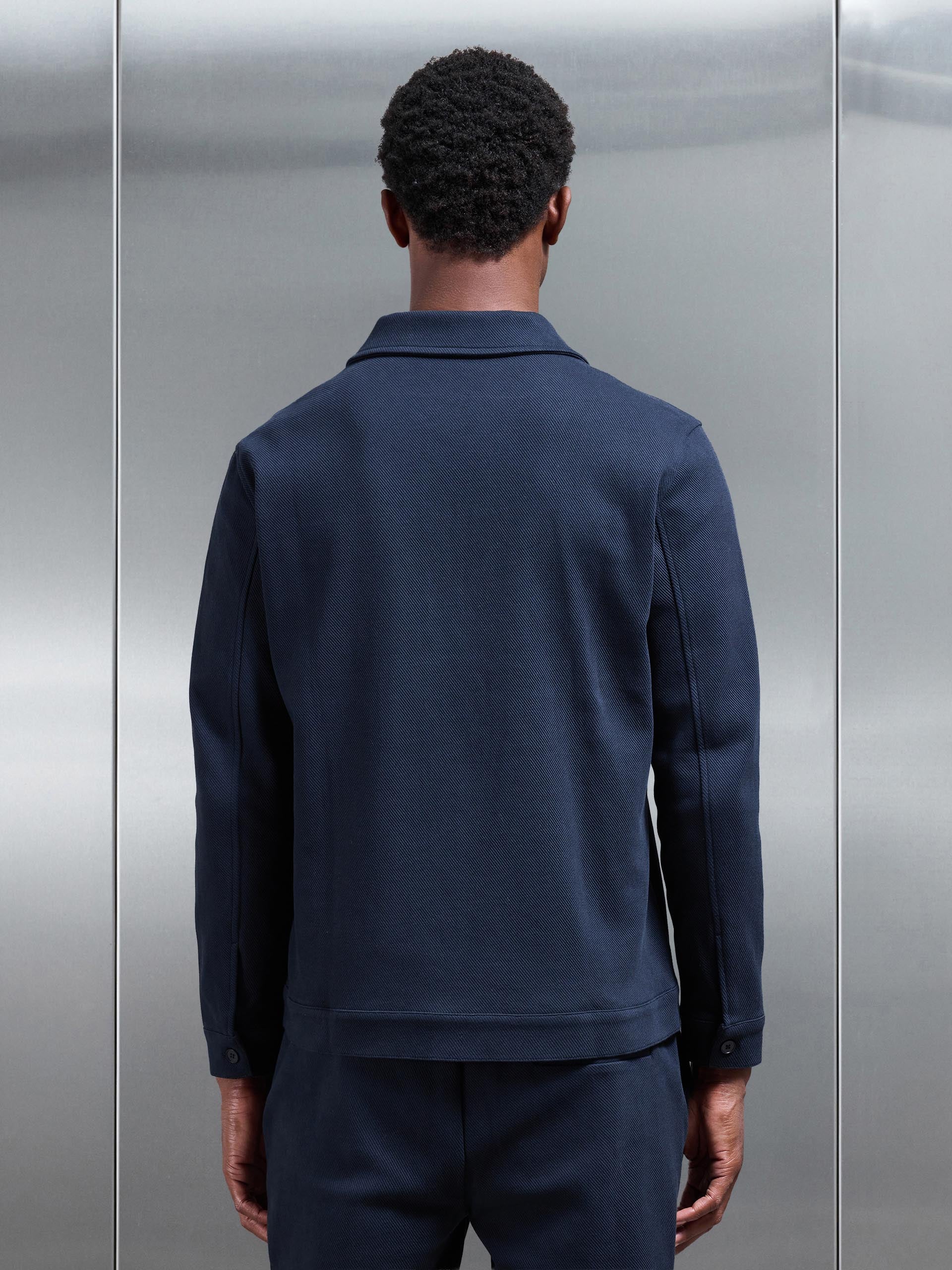Cotton Twill Overshirt in Navy