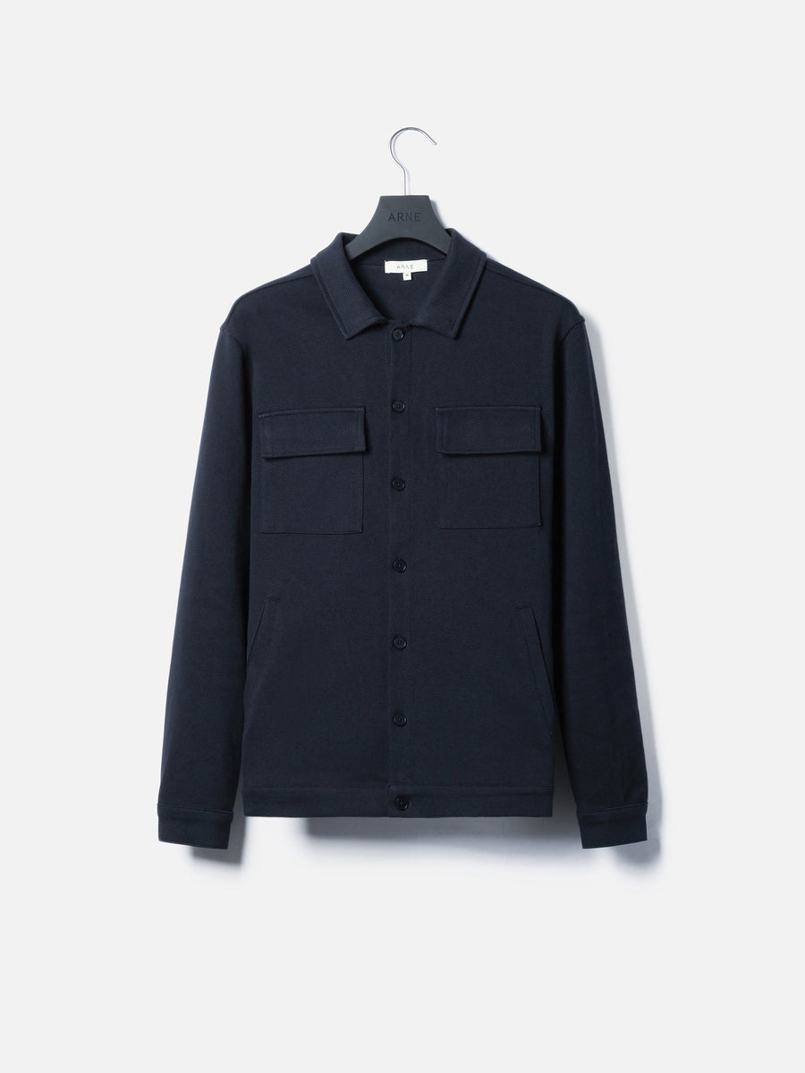 Cotton Twill Overshirt in Navy