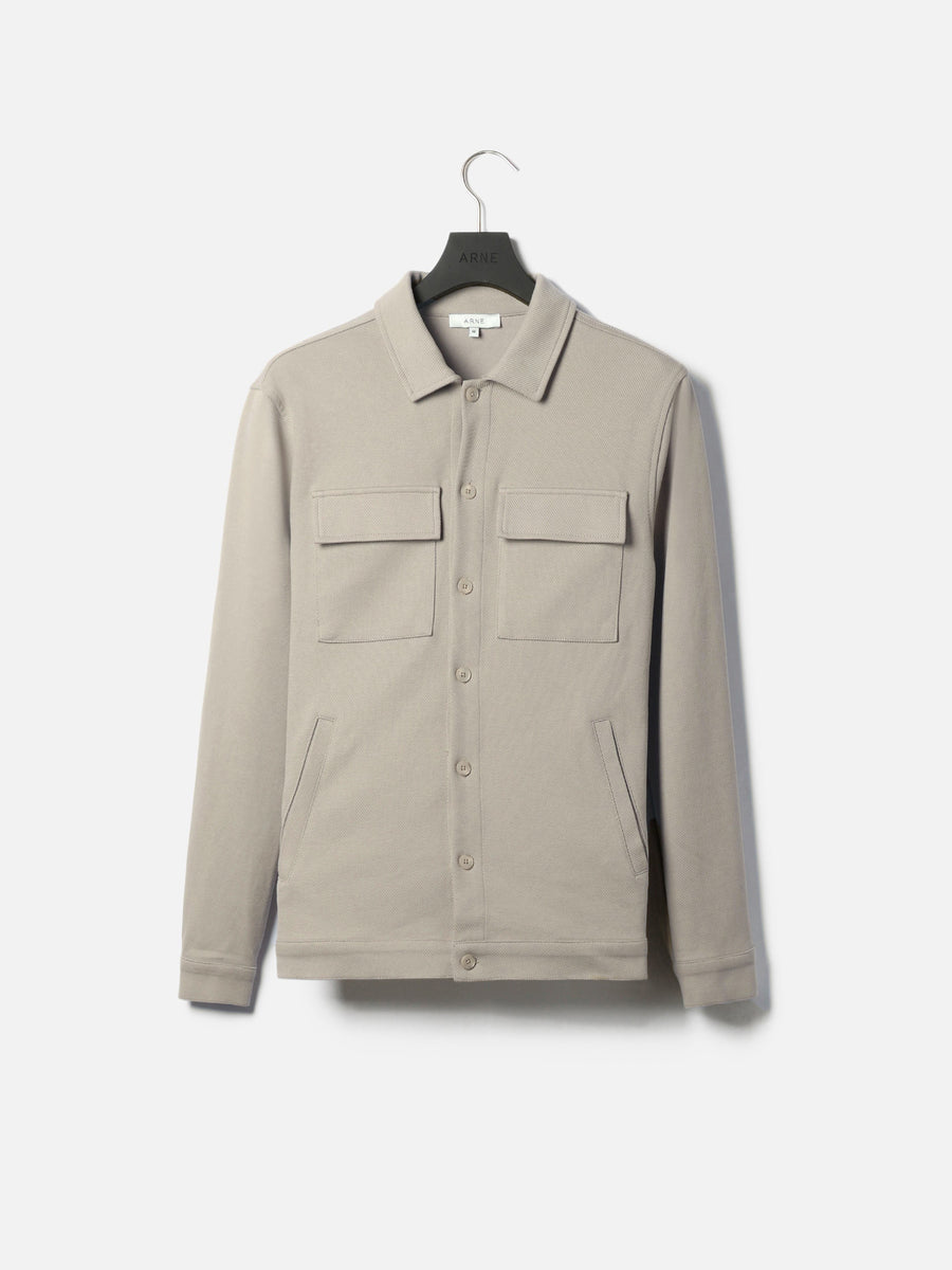 Cotton Twill Overshirt in Stone