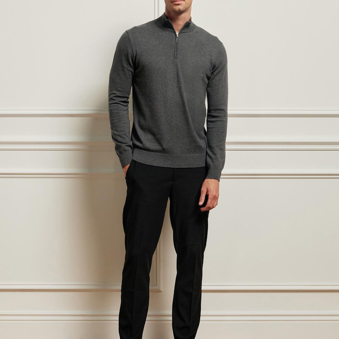 Smart Tailored Drawstring Stretch Trouser in Black